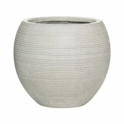 Abby Ball Plant Pot - Ridged Cement -Greencore Store 6FSTRICA4