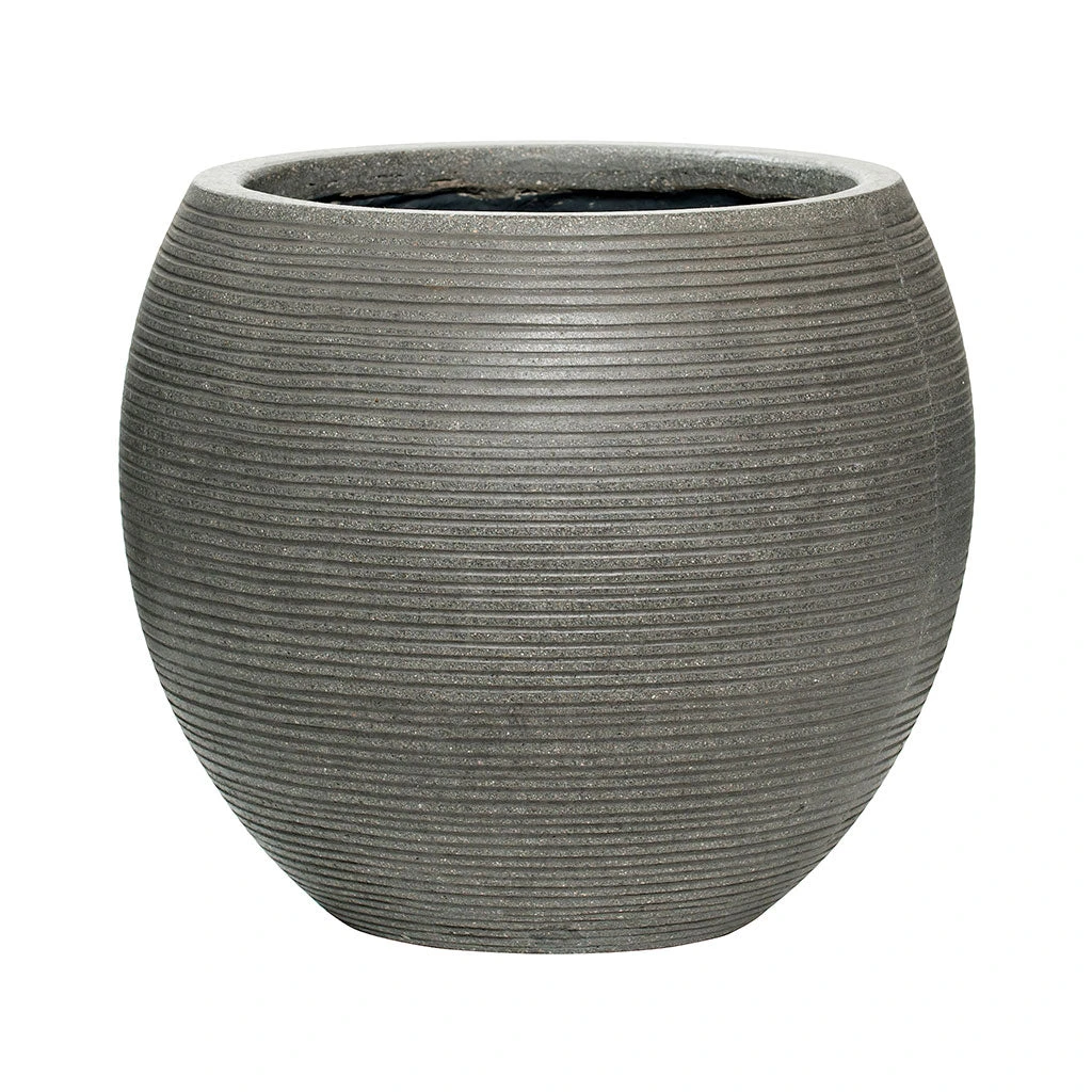 Abby Ball Plant Pot - Ridged Dark Grey 5 Abby Ball Plant Pot - Ridged Dark Grey - Image 3