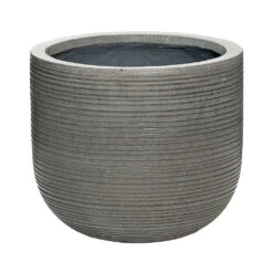 Cody Plant Pot - Ridged Dark Grey -Greencore Store 6FSTRIGD6