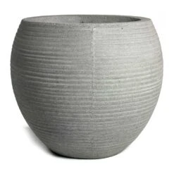 Abby Ball Plant Pot - Ridged Cement -Greencore Store Abby Ball Plant Pot Ridged Cement 23cm New