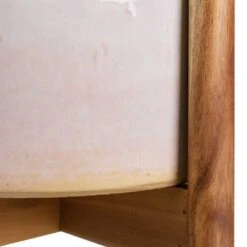 Anzio Plant Pot With Wooden Stand - Stone White 11 Anzio Plant Pot With Wooden Stand - Stone White -Greencore Store Anzio Plant Pot with Wooden Stand Stone White 1