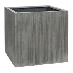 Block Planter - Ridged Dark Grey