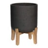 Charlie Plant Pot - Low Stand - Black Washed 1 Charlie Plant Pot - Low Stand - Black Washed -Greencore Store Charlie Plant Pot Low Stand Black Washed