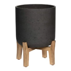 Greencore Store 16 Charlie Plant Pot - Low Stand - Black Washed