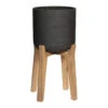 Charlie Plant Pot - Tall Stand - Black Washed -Greencore Store Charlie Plant Pot Tall Stand Black Washed