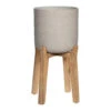 Charlie Plant Pot - Tall Stand - Grey Washed -Greencore Store Charlie Plant Pot Tall Stand Grey Washed