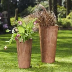 Claire Artstone Tall Planter - Oak -Greencore Store Claire Artstone Tall Planter Oak 1