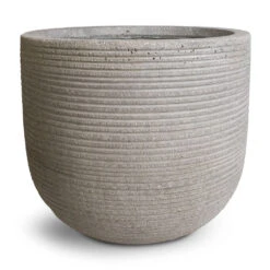 Cody Plant Pot - Ridged Cement -Greencore Store Cody Plant Pot Ridged Cement 28x25cm