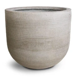 Cody Plant Pot - Ridged Cement -Greencore Store Cody Plant Pot Ridged Cement 35x31cm