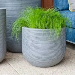 Cody Plant Pot - Ridged Dark Grey -Greencore Store Cody Plant Pot Ridged Dark Grey Houseplant