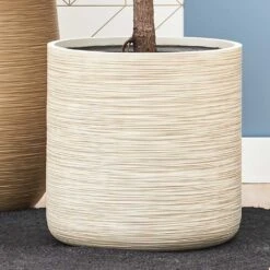 Dune Cylinder Planter - Oat 18 Dune Cylinder Planter - Oat -Greencore Store Dune Cylinder Planter Oat Lifestyle