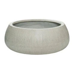 Eileen Plant Bowl - Ridged Cement -Greencore Store Eileen Plant Bowl Ridged Cement 53x21cm
