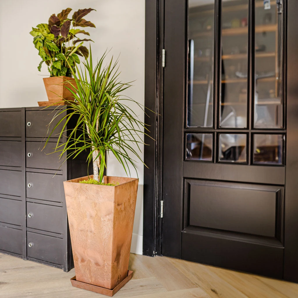 Ella Artstone Tall Planter - Oak 4 Ella Artstone Tall Planter - Oak - Image 2