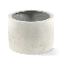 Grigio Cylinder Planter - Antique White Concrete