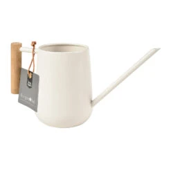 Indoor Watering Can 0.7L - Stone With Beech Handle -Greencore Store Indoor Watering Can 07L Stone Beech Handle