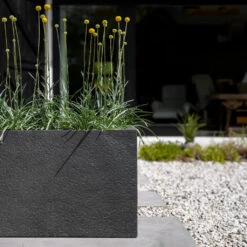 Jort Granite Trough Planter - Midnight Black -Greencore Store Jort Granite Trough Planter Midnight Black Lifestyle