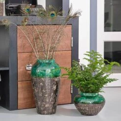 Lindy Bottle Plant Vase - Black Green -Greencore Store Lindy Bottle Plant Vase Jar Black Green LS2
