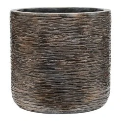 Luxe Lite Wrinkle Cylinder Planter - Bronze