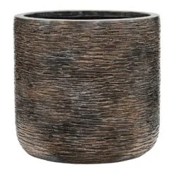 Luxe Lite Wrinkle Cylinder Planter - Bronze -Greencore Store Luxe Lite Wrinkle Cylinder Planter Bronze Large