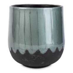 Ninthe Metal Plant Pot - Metallic Petrol -Greencore Store Ninthe Metal Plant Pot Metallic Petrol 16x16cm