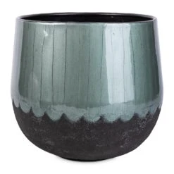 Ninthe Metal Plant Pot - Metallic Petrol -Greencore Store Ninthe Metal Plant Pot Metallic Petrol 23x21cm