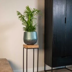 Ninthe Metal Plant Pot - Metallic Petrol -Greencore Store Ninthe metallic green 01
