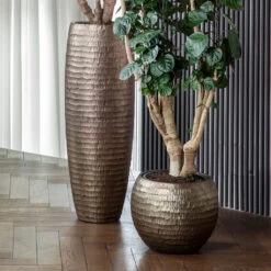 Opus Hammered Globe Planter - Gold -Greencore Store OpusHammeredPartnerPlanter Gold 3