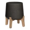 Patt Plant Pot - Low Stand - Black Washed 1 Patt Plant Pot - Low Stand - Black Washed -Greencore Store Patt Plant Pot Low Stand Black Washed
