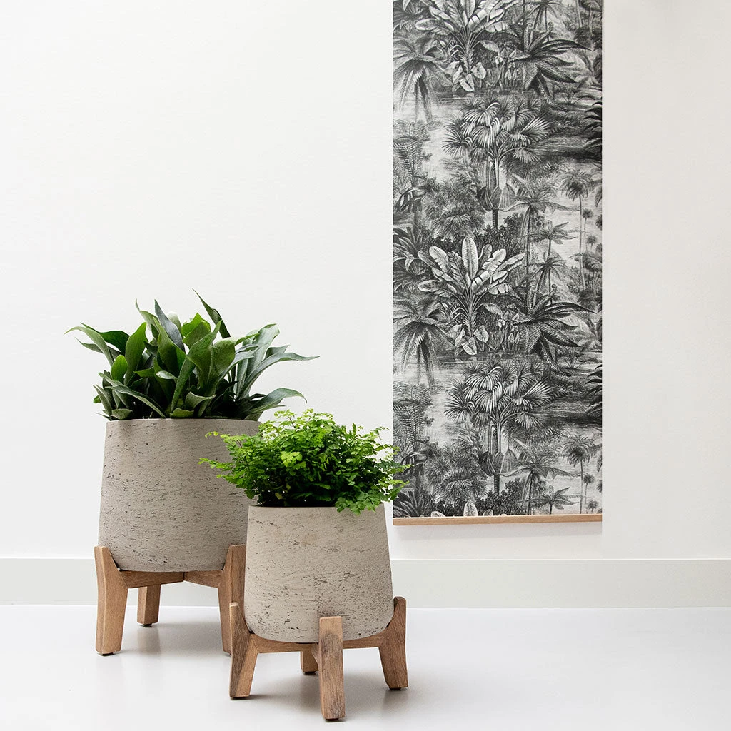 Patt Plant Pot - Low Stand - Grey Washed 5 Patt Plant Pot - Low Stand - Grey Washed - Image 3