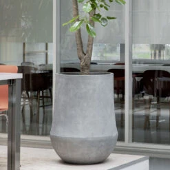Polystone Coated Darcy Planter - Raw Grey 16 Polystone Coated Darcy Planter - Raw Grey -Greencore Store Polystone Coated Plain Darcy Raw Grey