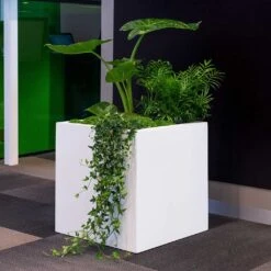 Block Essentials Planter - Matt White -Greencore Store block planter essential matte white indoor plants