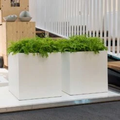 Block Essentials Planter - Matt White -Greencore Store block planters essential matte white indoor ferns